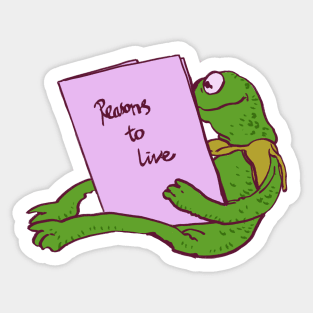 kermit the frog reading a book on reasons to live / the muppets meme Sticker
